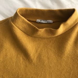 ZARA Crop mustard sweater shirt